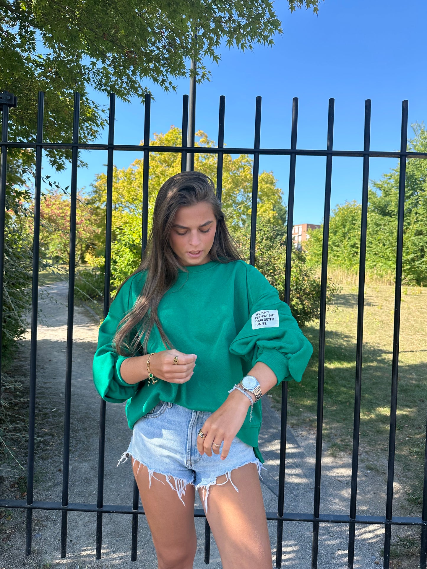 sweat oversize vert Elliot -Patch brodé & confort