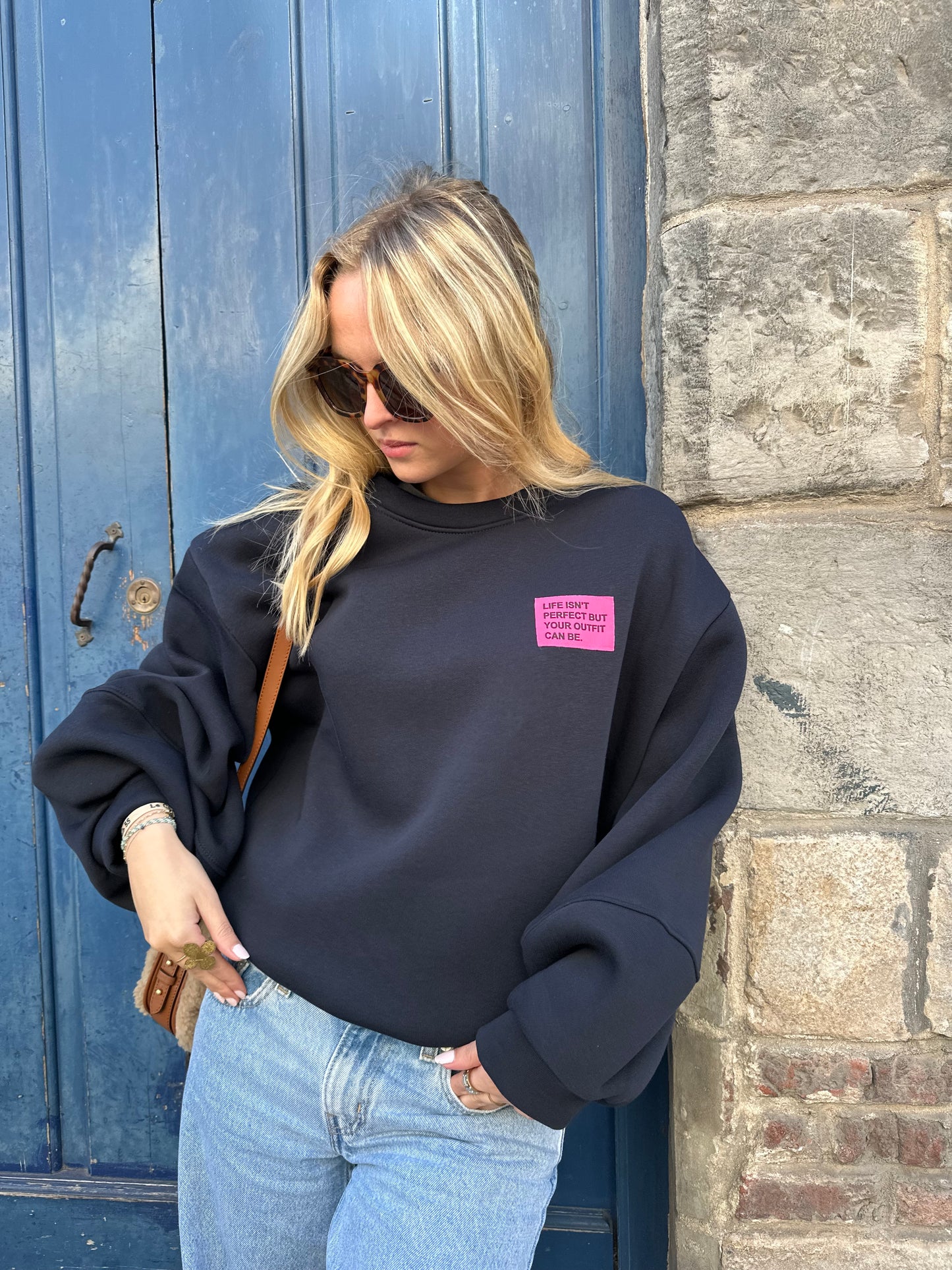 Sweat Gabriel bleu marine manches ballons