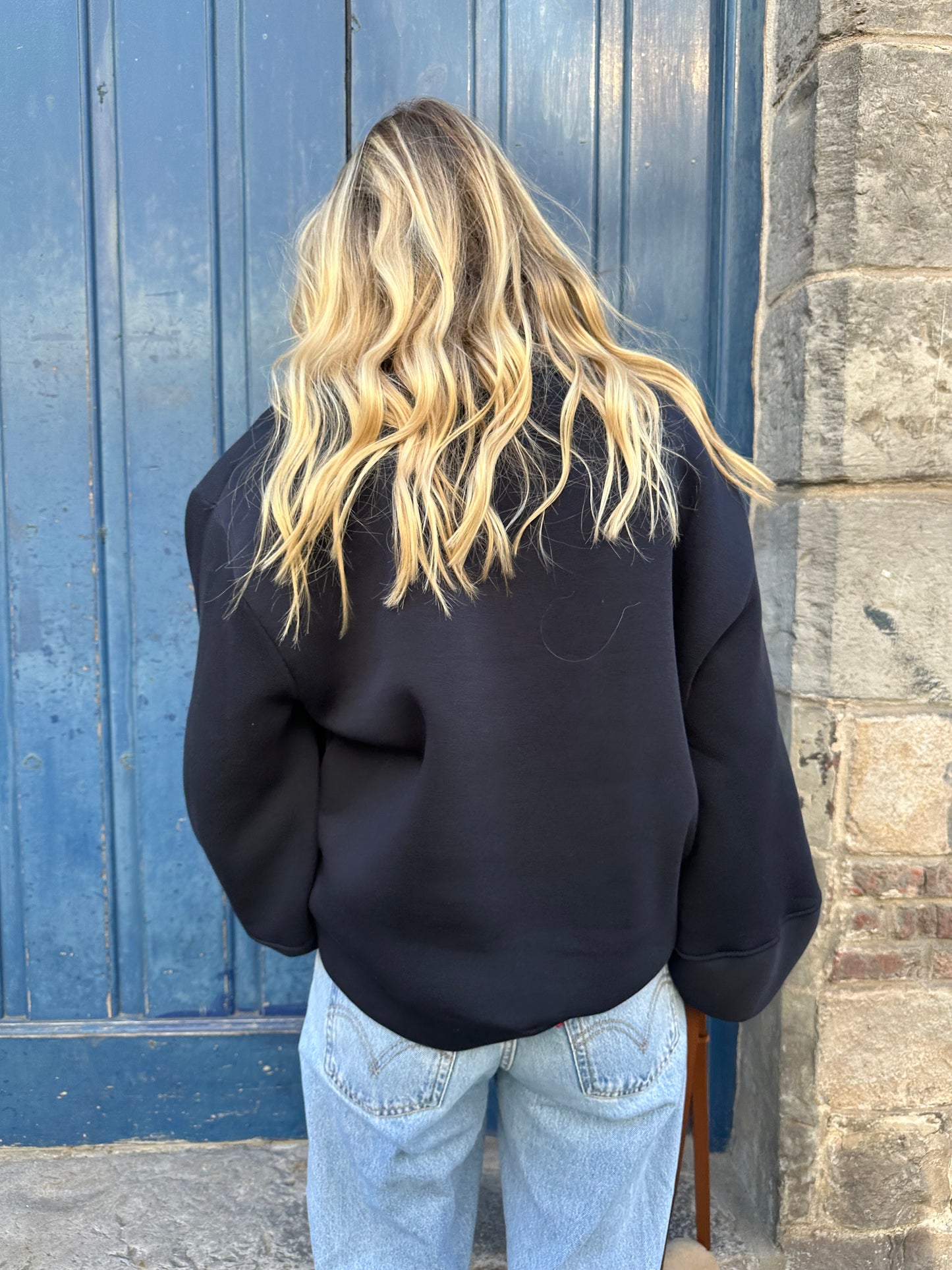 Sweat Gabriel bleu marine manches ballons