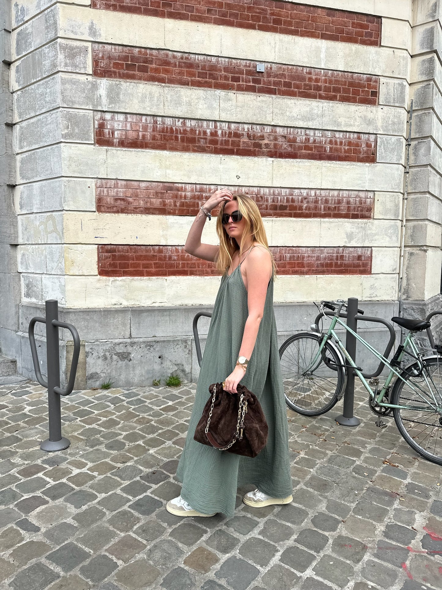 Robe longue Maé kaki