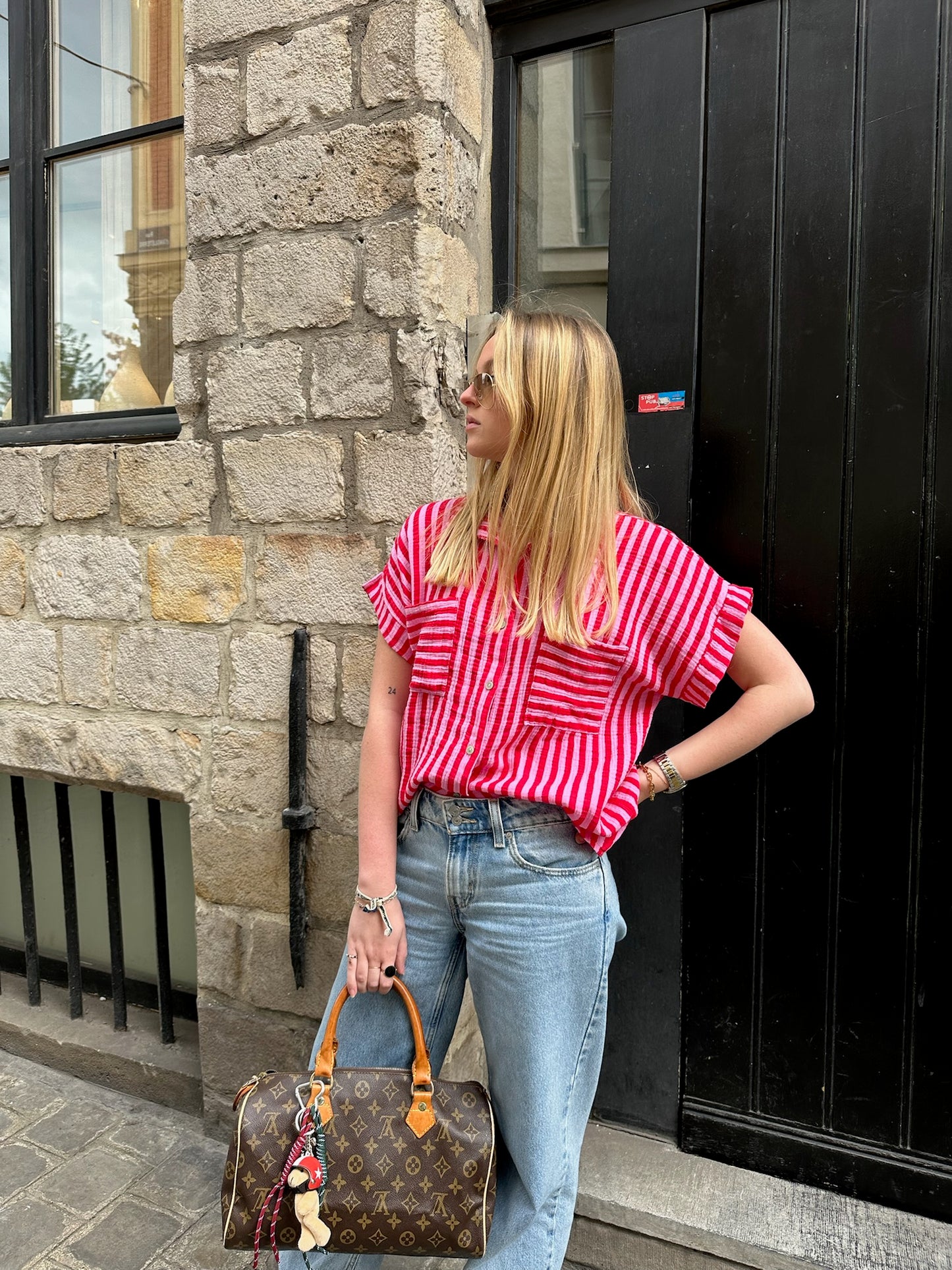 Chemise Maelle rayure rouge/rose