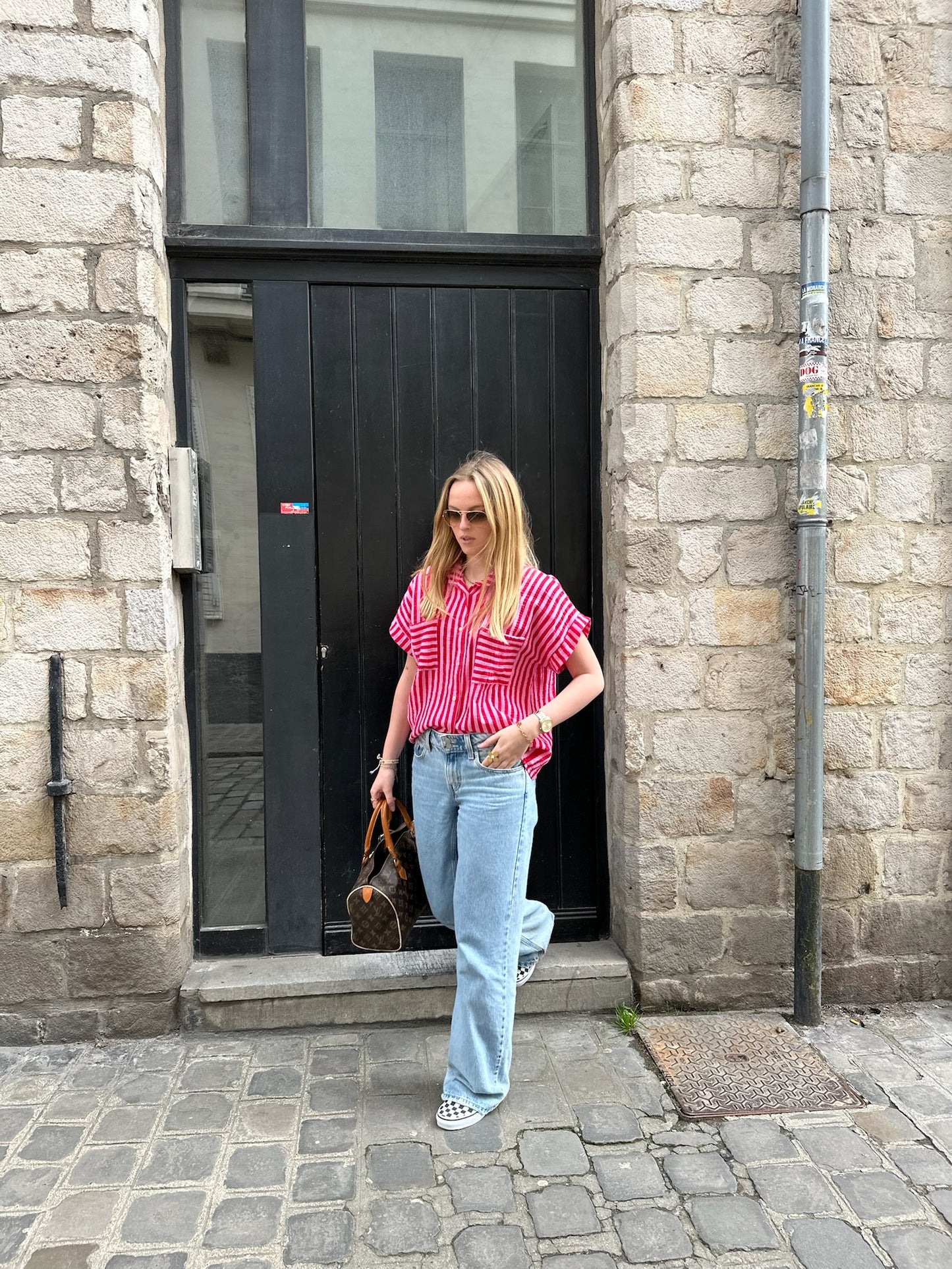 Chemise Maelle rayure rouge/rose