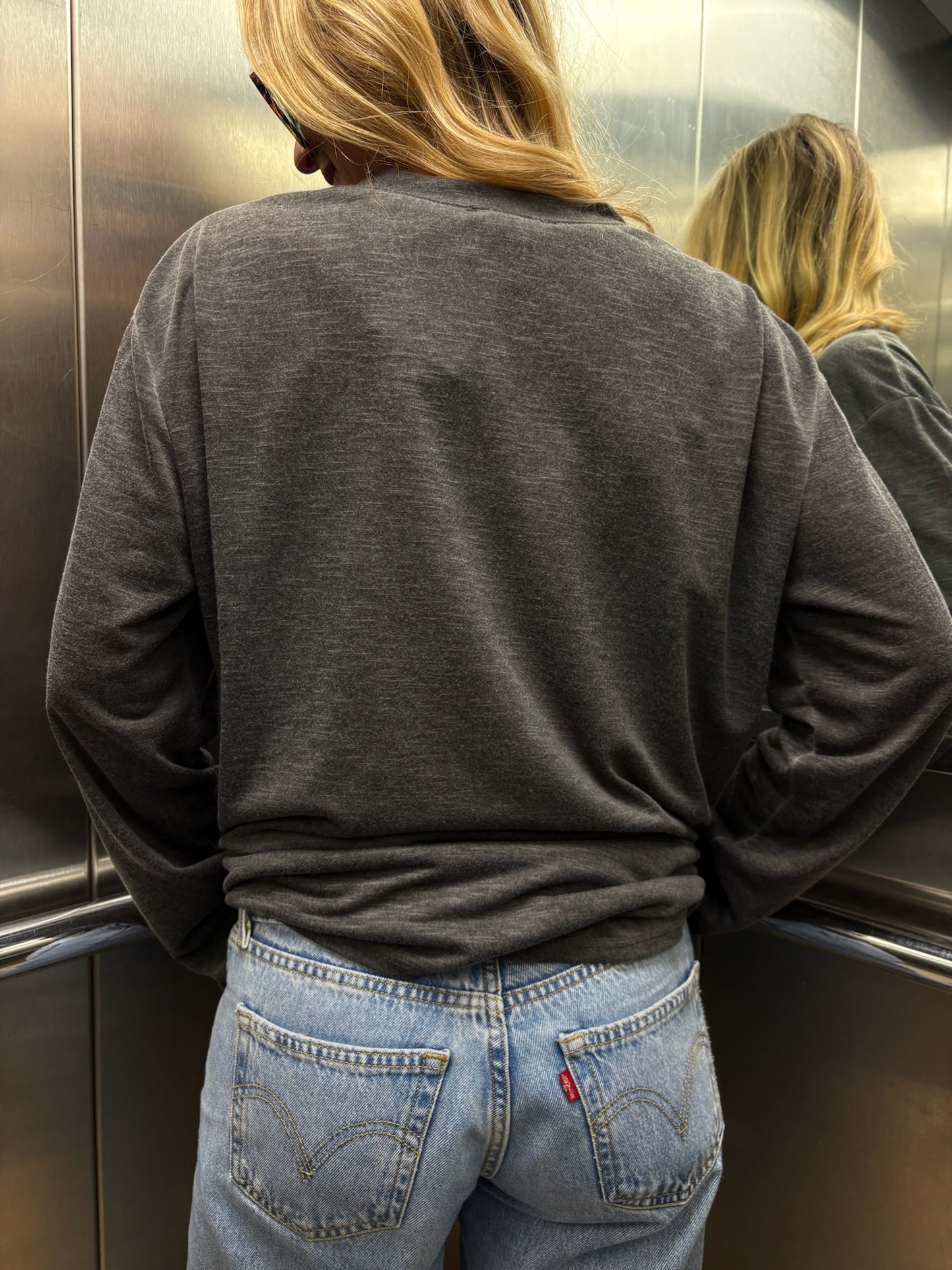 T-shirt oversize manches longues Roman gris anthracite