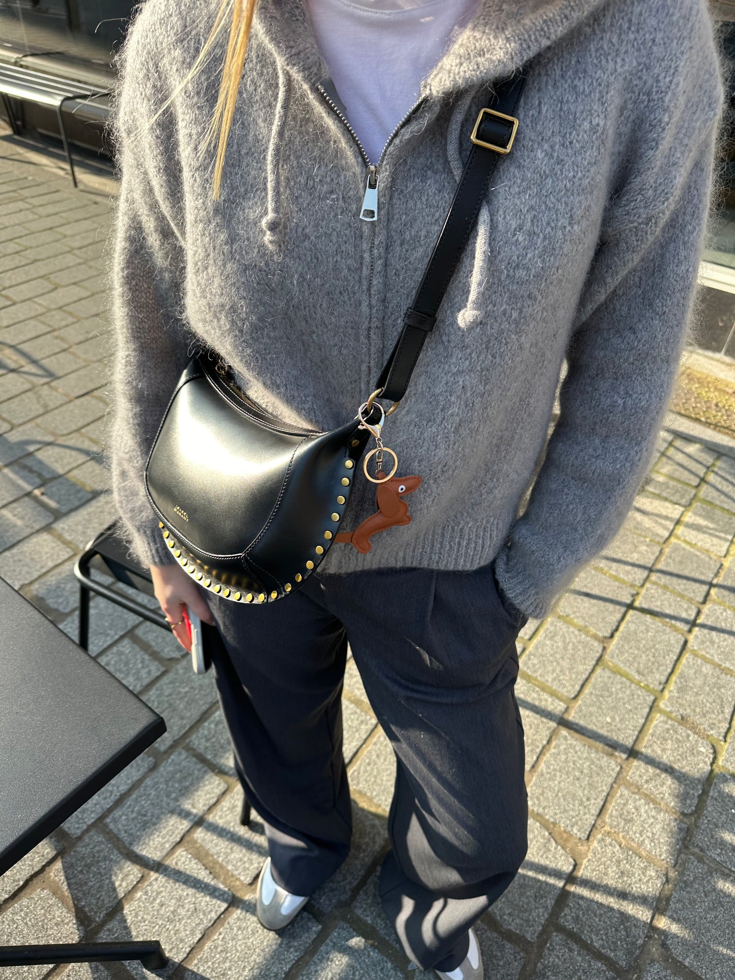 Gilet à capuche Léonard mohair gris