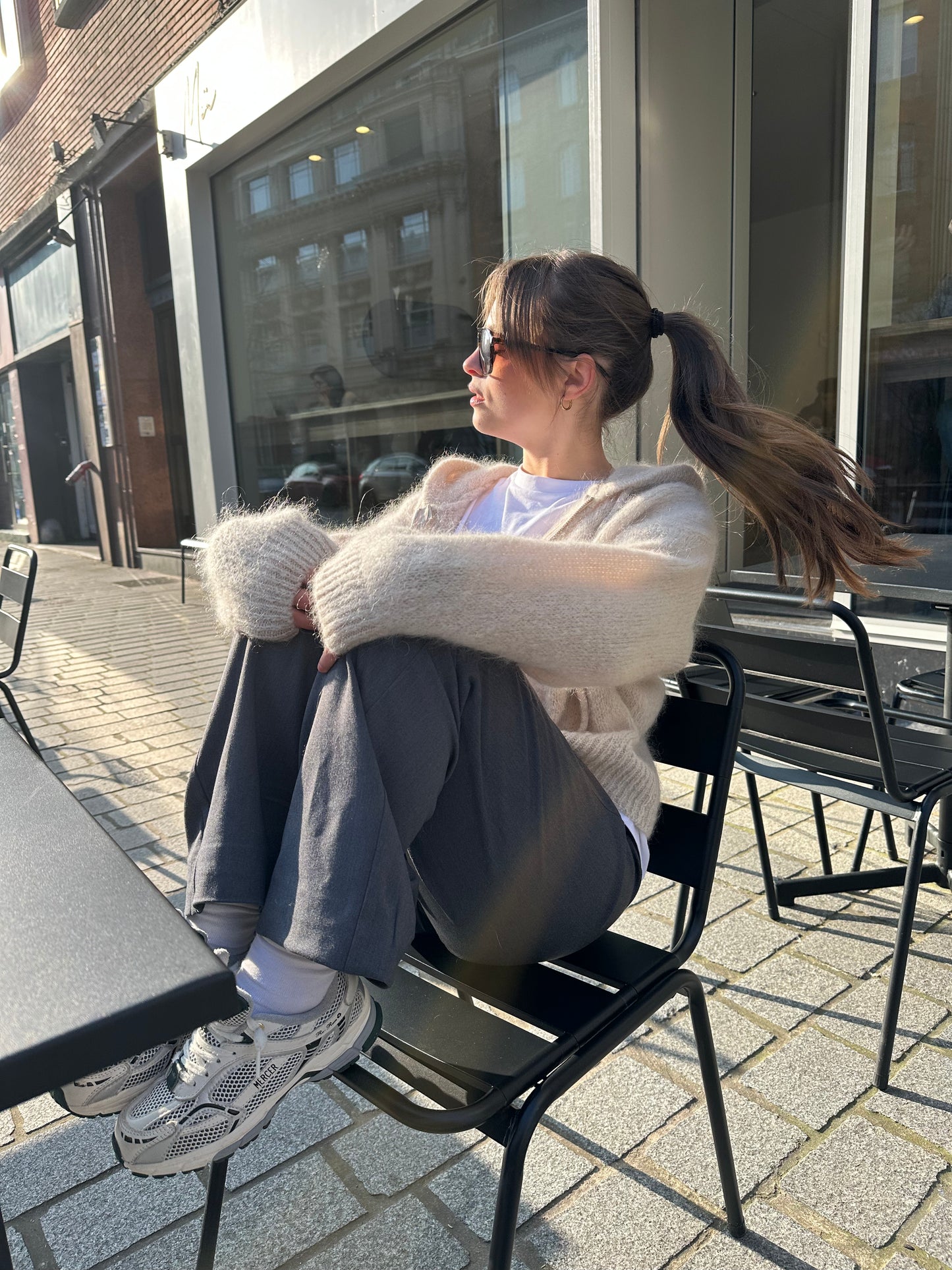 Gilet à capuche Léonard mohair beige