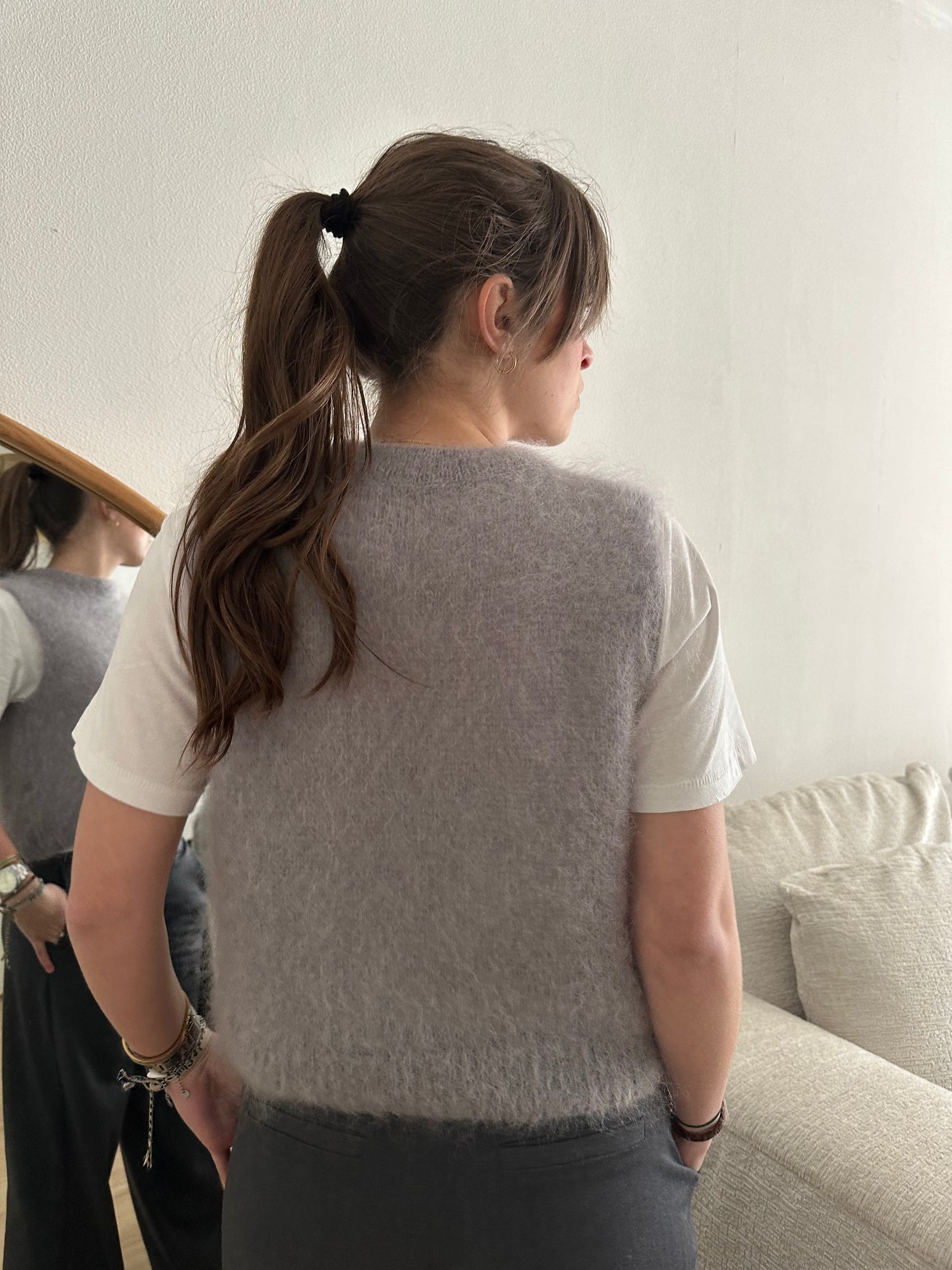 Pull sans manche Roméo mohair gris