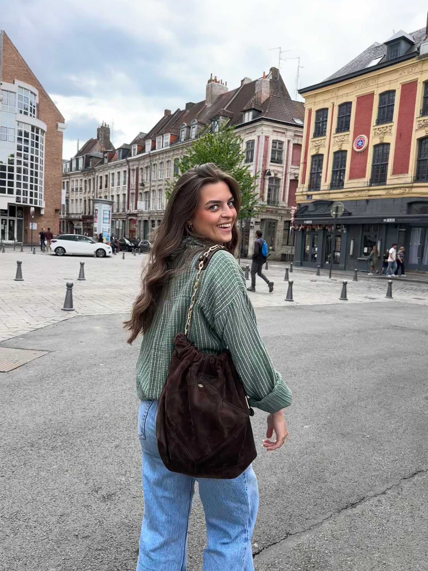 Chemise Alba kaki rayure blanc