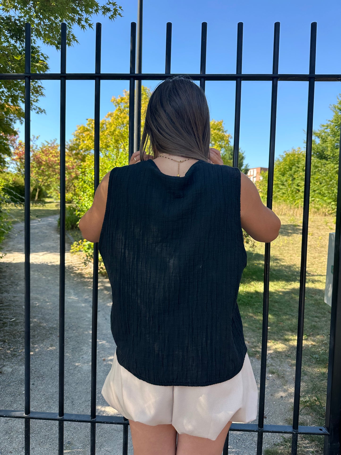 Gilet sans manche Jack broderies noir