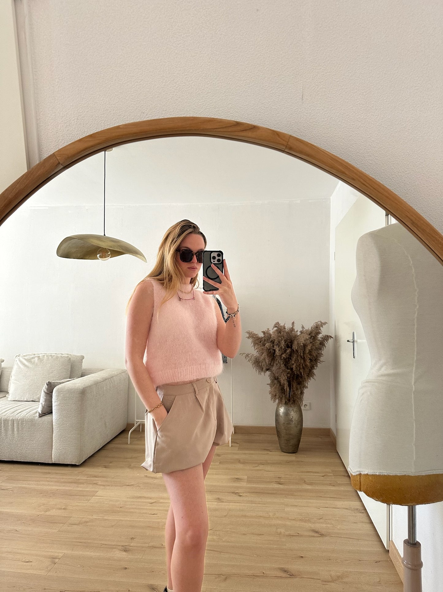 Short court Léandre effet boule beige