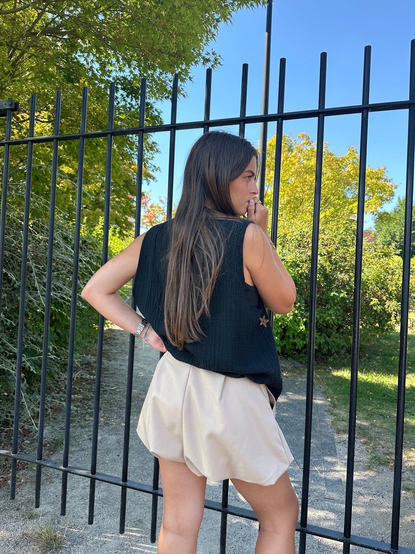 Short court Léandre effet boule beige