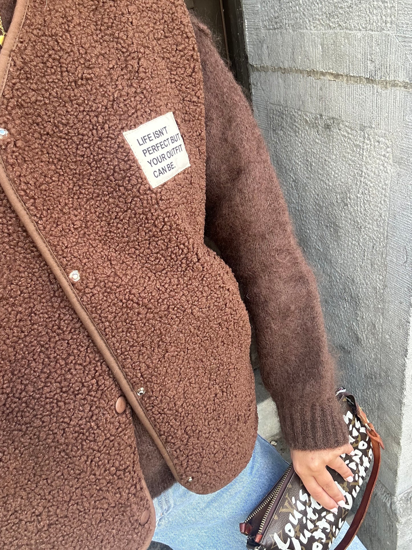 Gilet Gaby moumoute sans manches chocolat