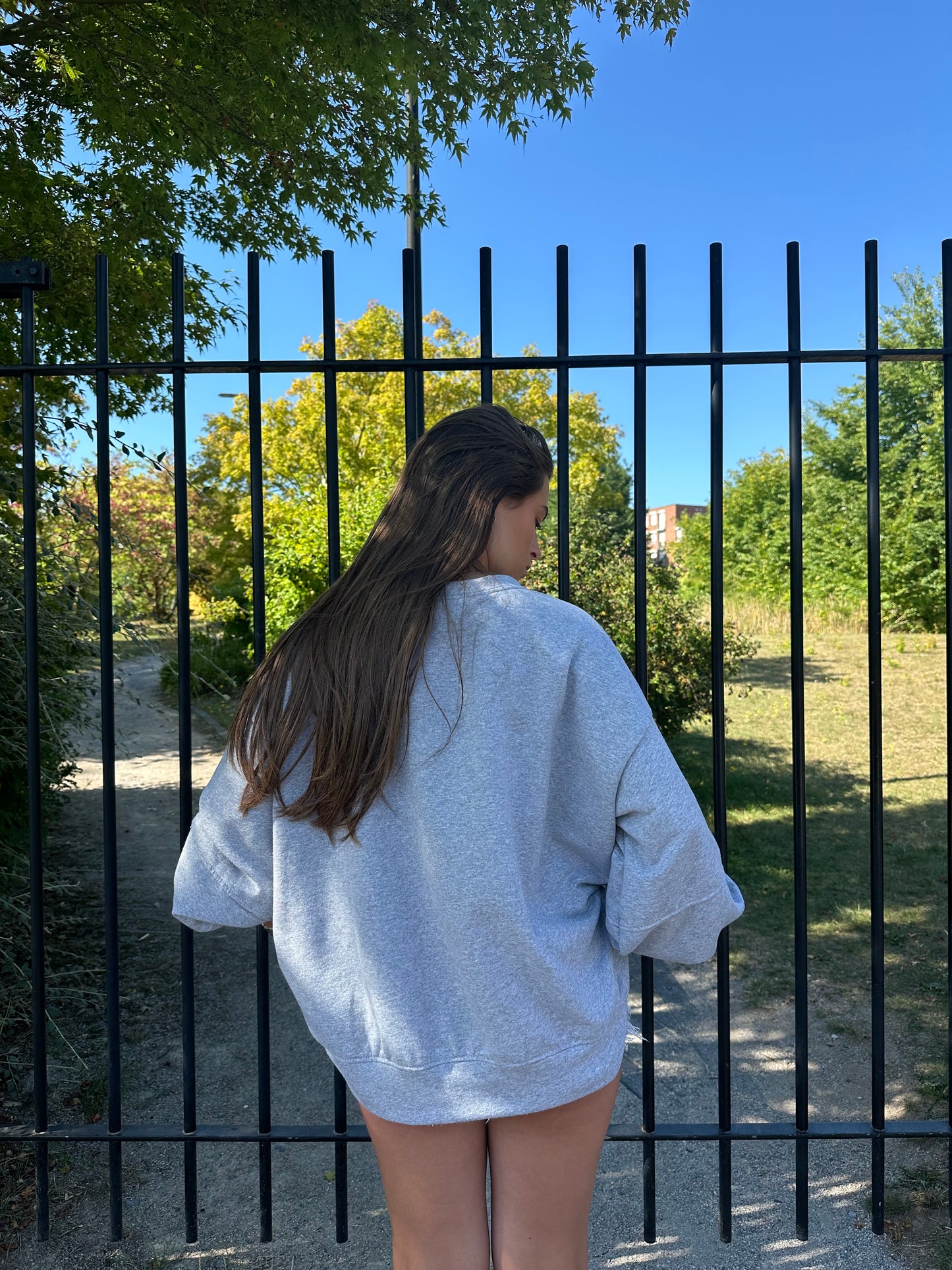 sweat oversize gris Elliot-Patch brodé & confort