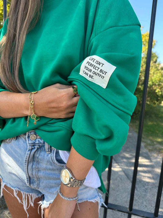 sweat oversize vert Elliot -Patch brodé & confort