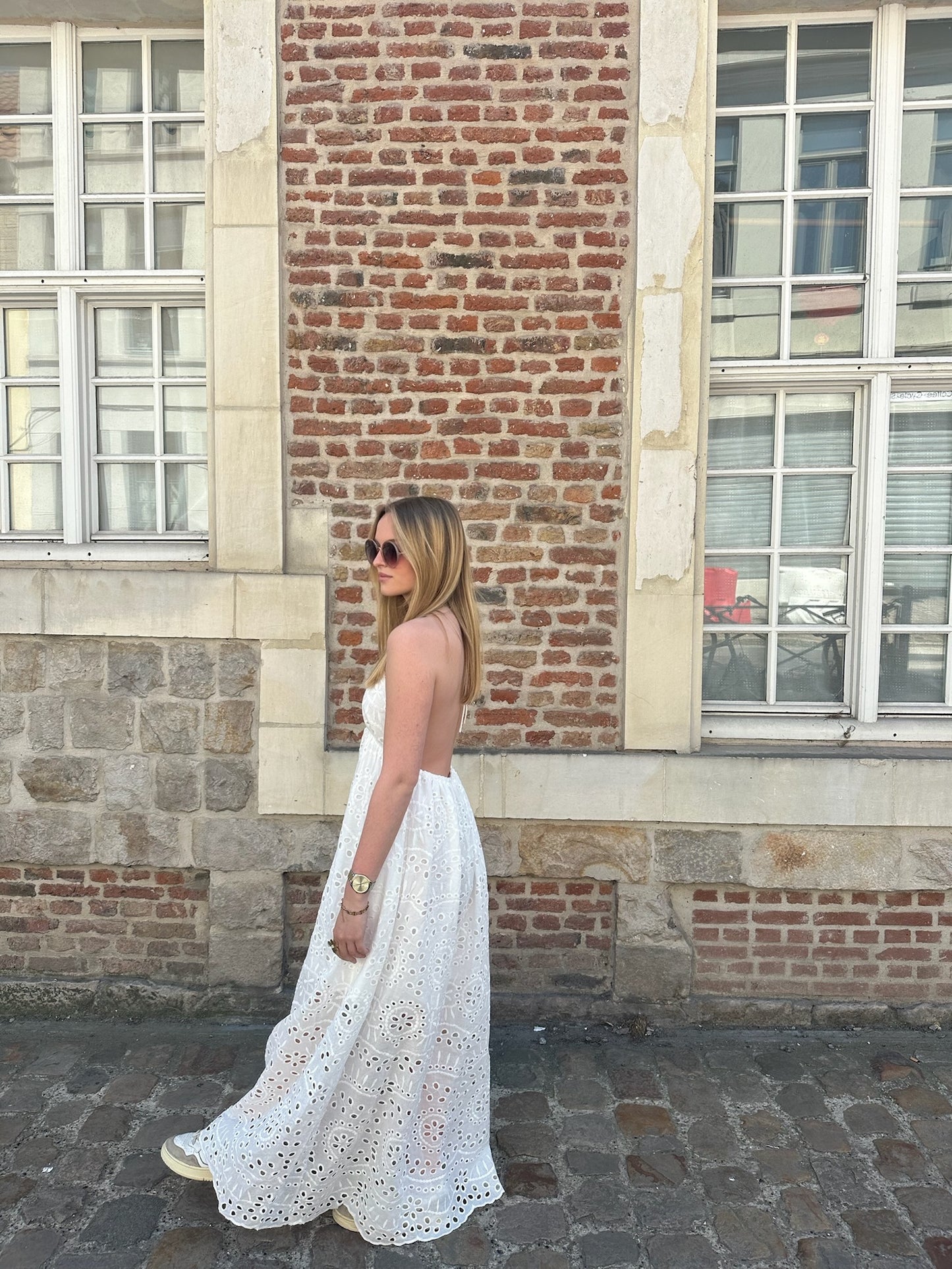 Robe longue Eléa broderie blanche