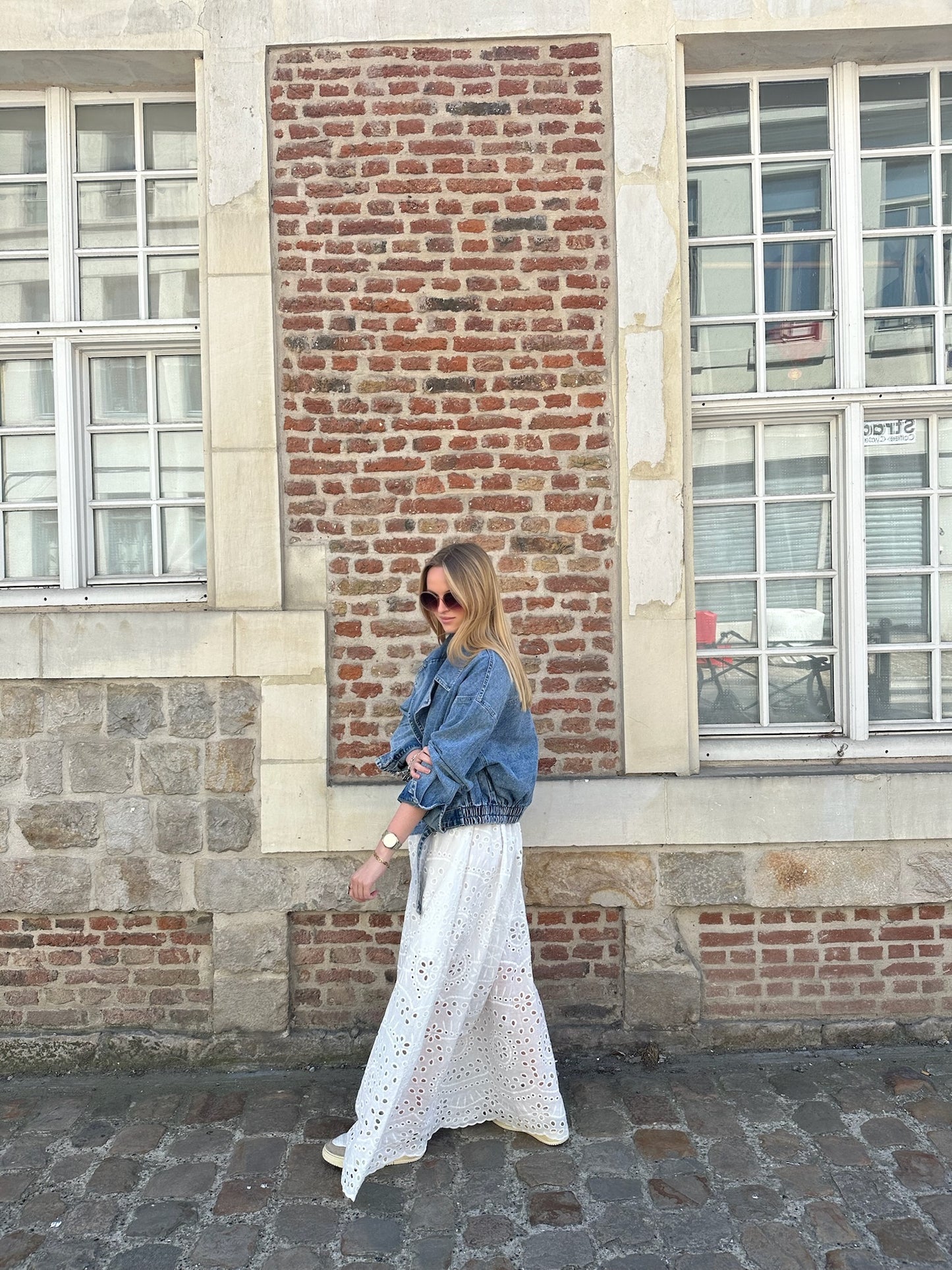 Robe longue Eléa broderie blanche