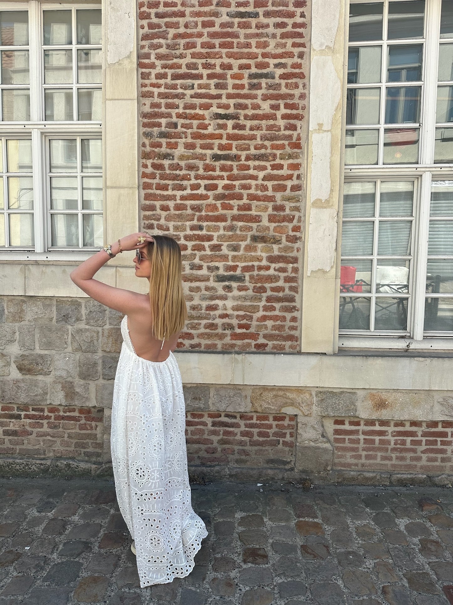 Robe longue Eléa broderie blanche