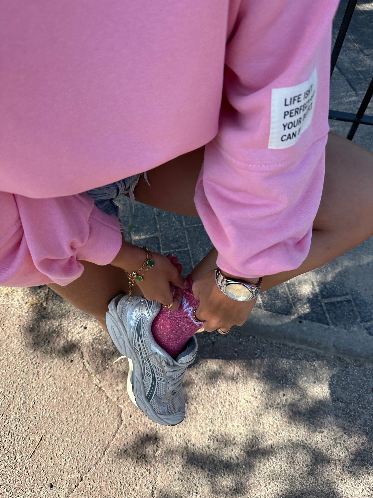 sweat oversize rose Elliot - Patch brodé & confort