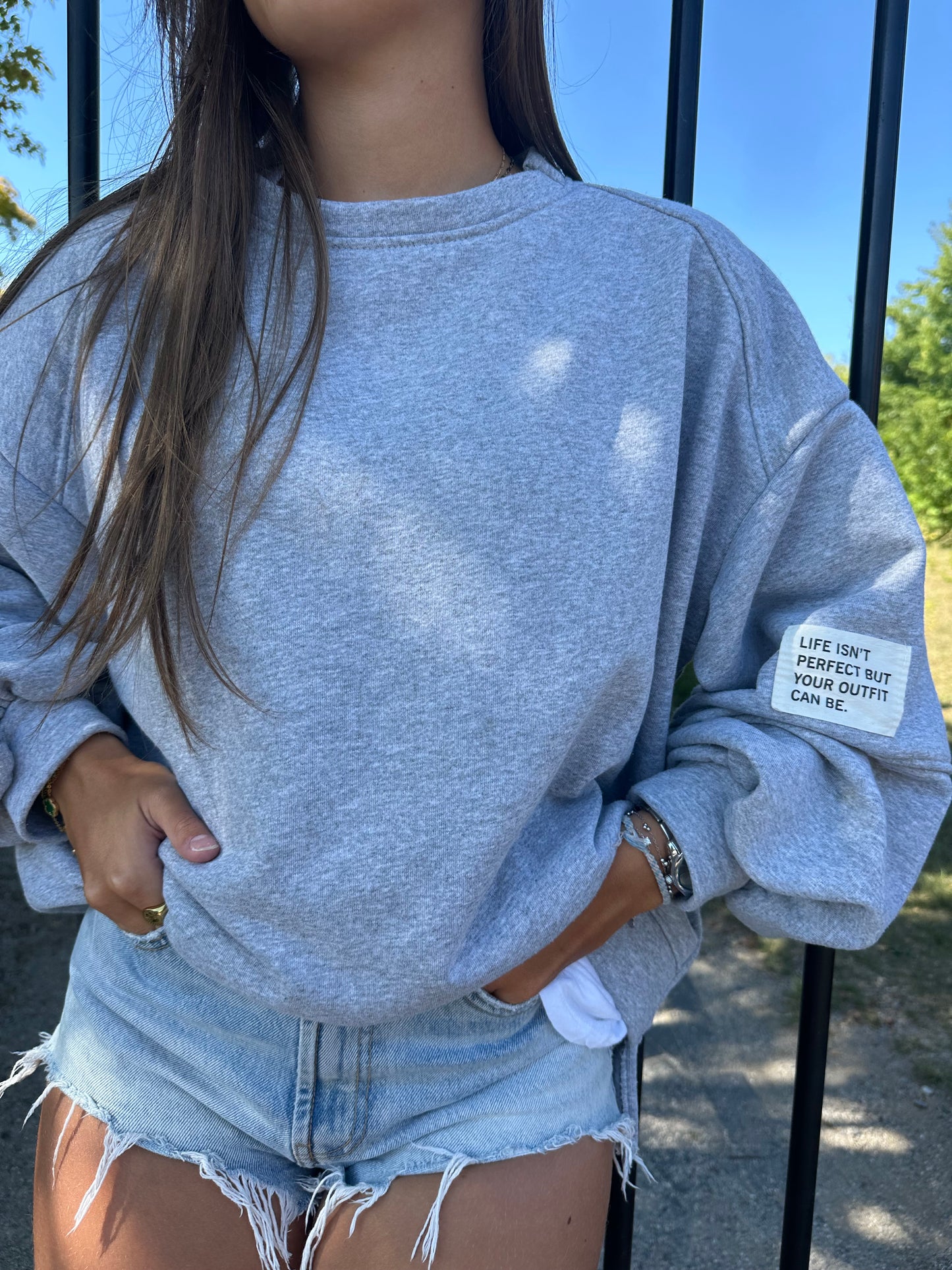 sweat oversize gris Elliot-Patch brodé & confort