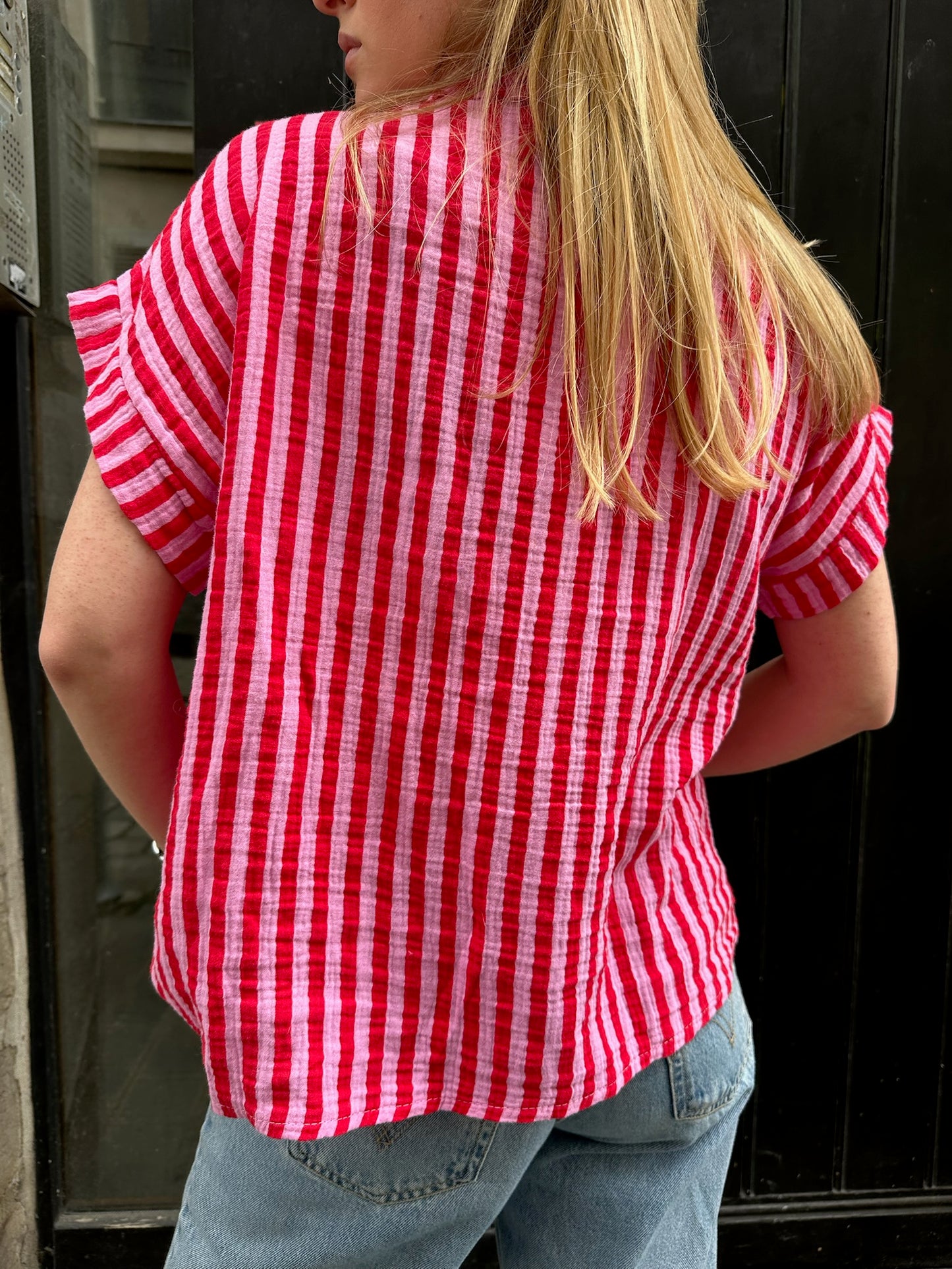 Chemise Maelle rayure rouge/rose