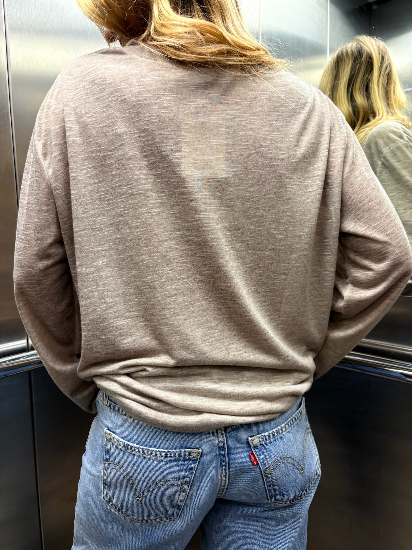 T-shirt oversize manches longues Roman beige