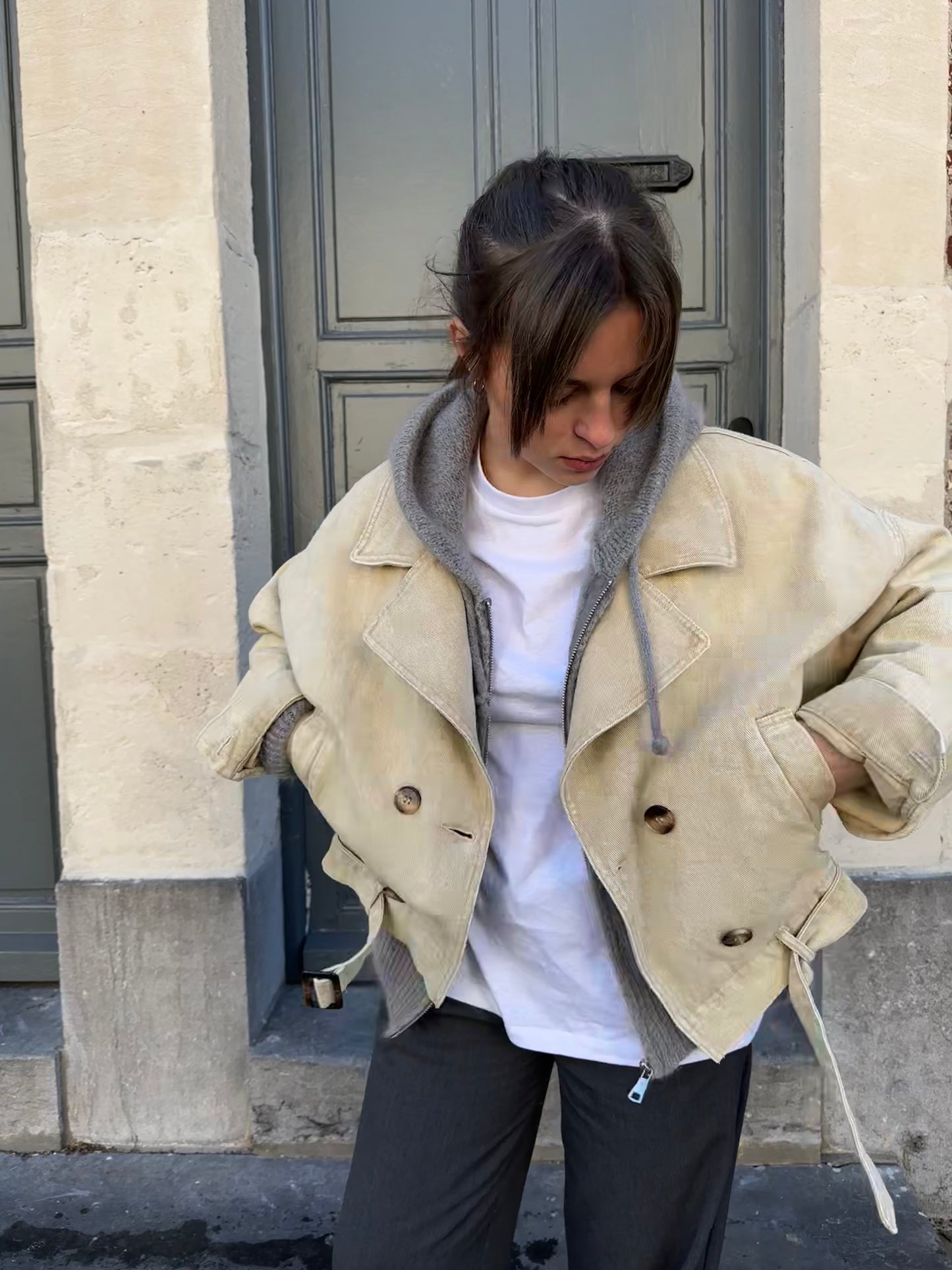 Veste en jean Lou oversize beige