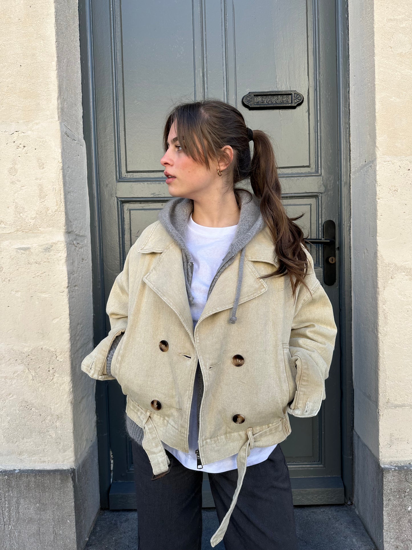 Veste en jean Lou oversize beige