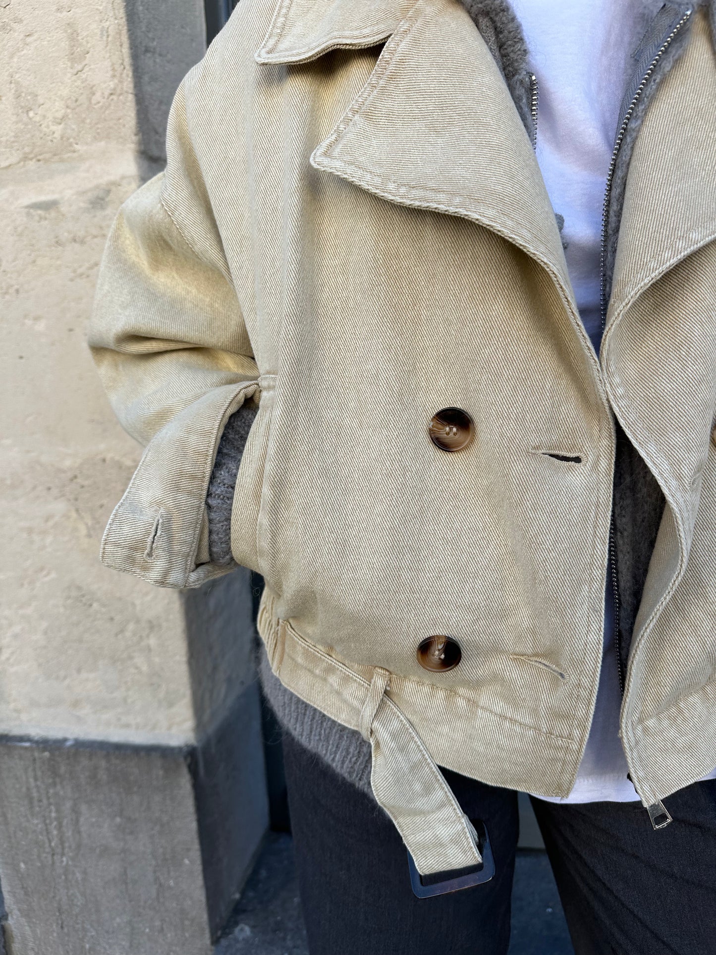 Veste en jean Lou oversize beige