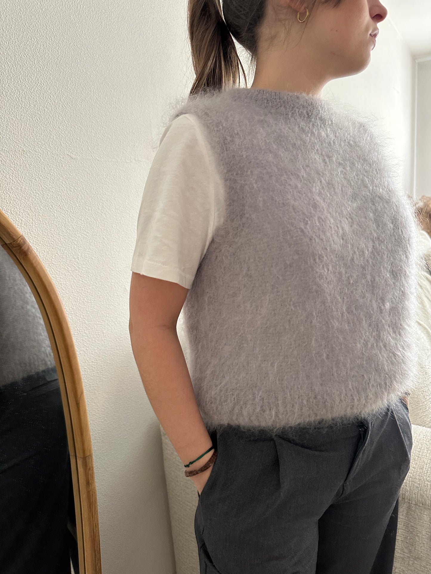 Pull sans manche Roméo mohair gris