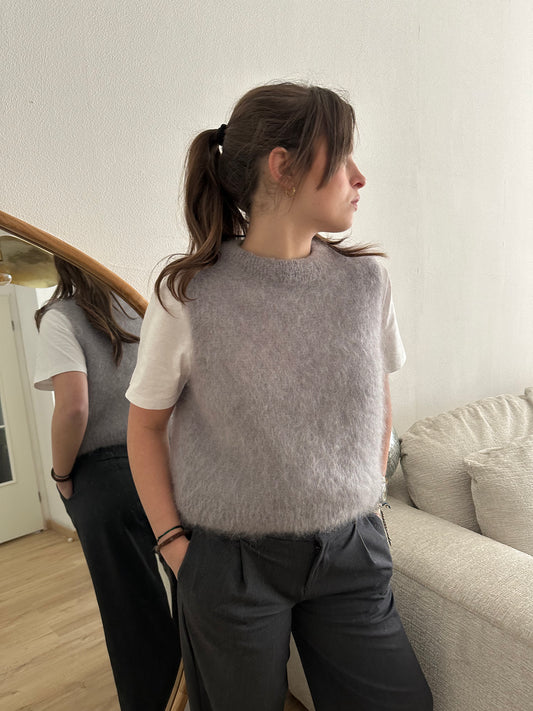 Pull sans manche Roméo mohair gris