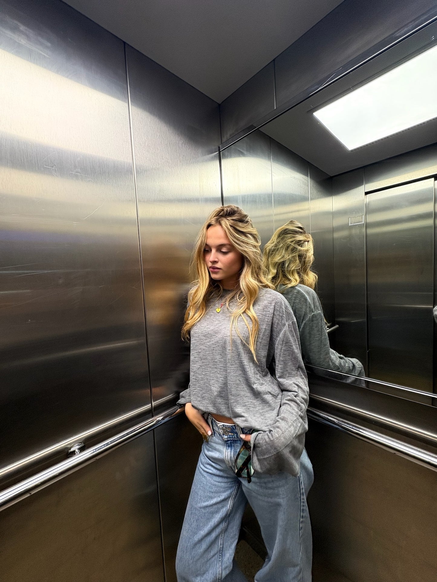 T-shirt oversize manches longues Roman gris