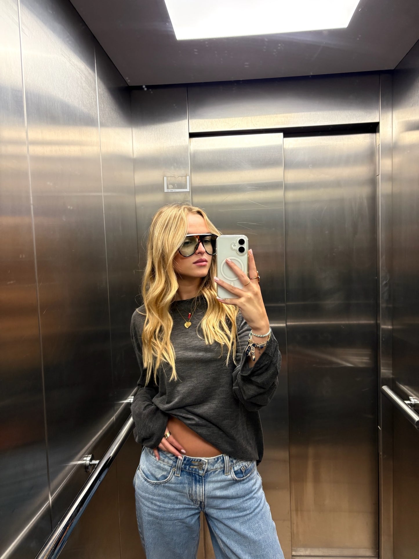 T-shirt oversize manches longues Roman gris anthracite