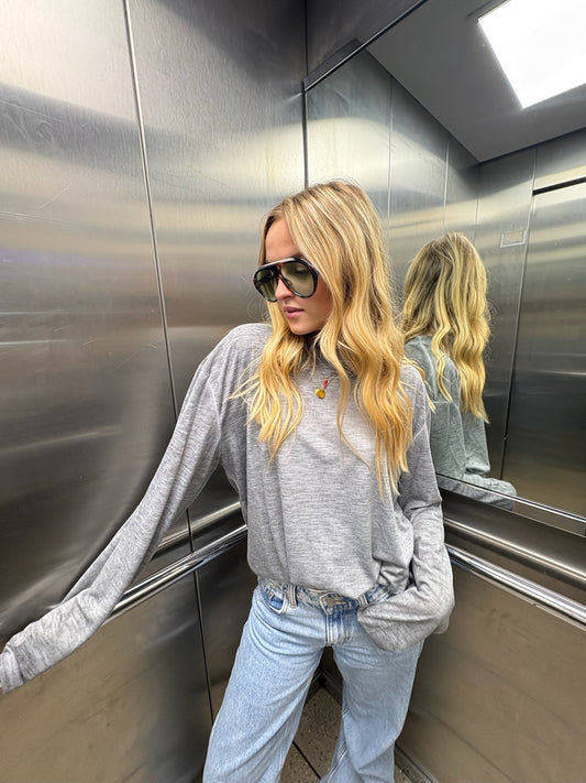 T-shirt oversize manches longues Roman gris